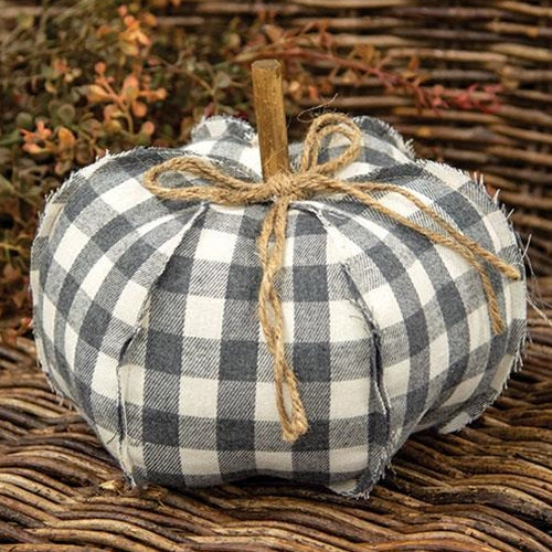 Gray Buffalo Check Stuffed Pumpkin 8"