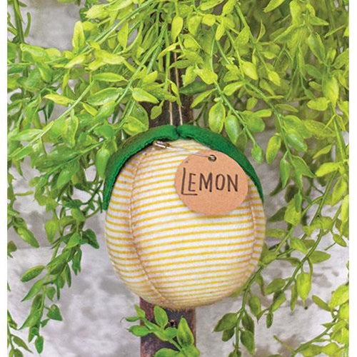 Striped Fabric Primitive Lemon Ornament