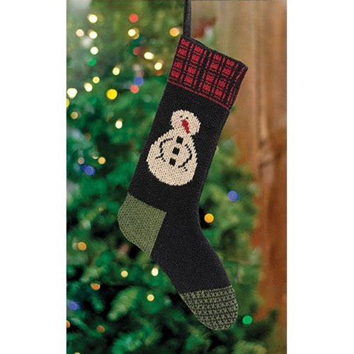 Knit Red Top Snowman Stocking