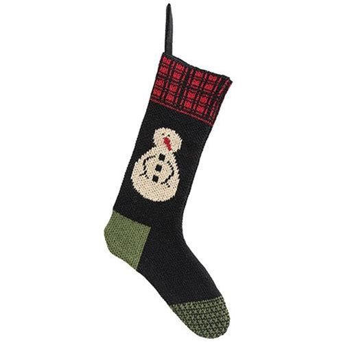 Knit Red Top Snowman Stocking