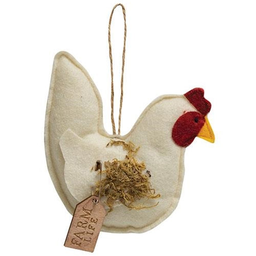 Felt Farm Life Chicken Ornament