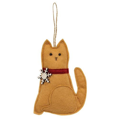 Snowflake Orange Cat Felt Ornament