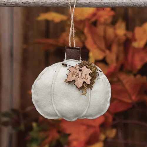 Cream Fall Pumpkin Felt Ornament