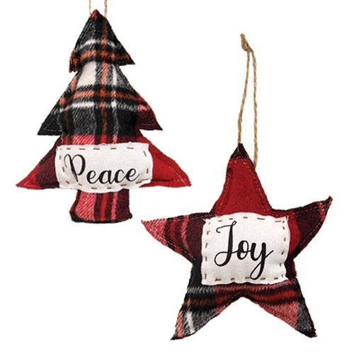 Joy Star & Peace Tree Ornament 2 Asstd.