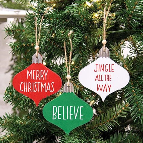 Holiday Sayings Wood Ornament 3 Asstd.