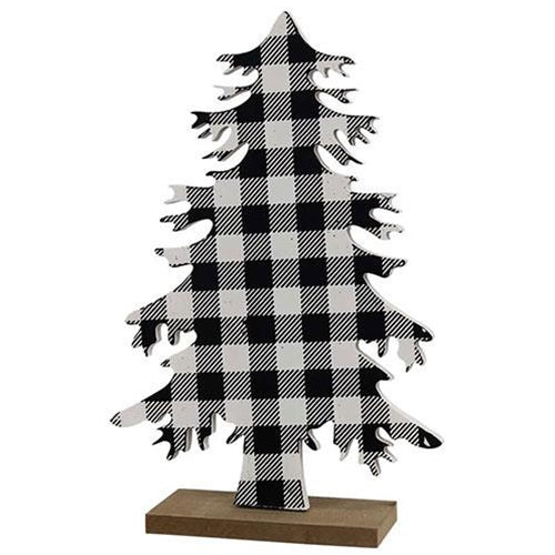 Black & White Buffalo Check Wood Tree Large