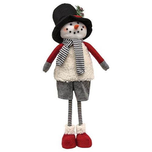 Black Hat Stripe Scarf Standing Snowman 26"