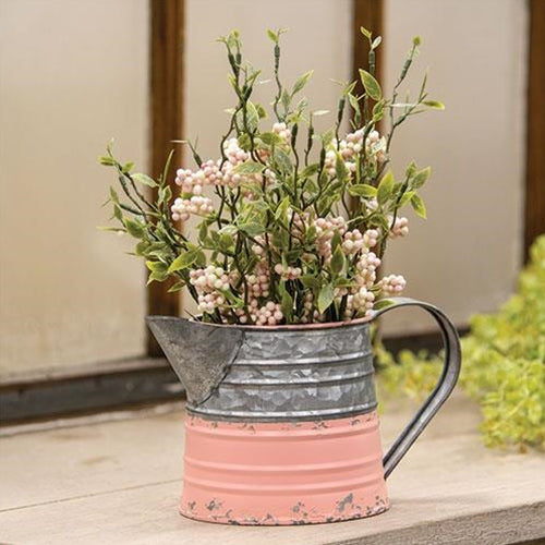 Distressed Pink & Galvanized Pitcher