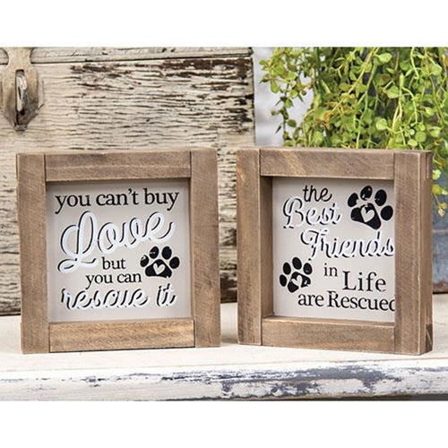 Rescue Dog Rustic Framed Sign 2 Asstd.