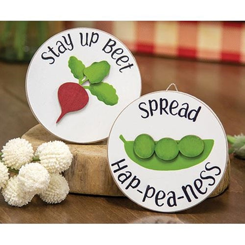 Spread Hap-pea-ness Mini Round Easel Sign 2 Asstd.