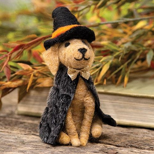 Felted Witch Dog Ornament