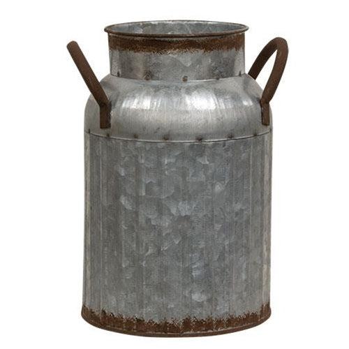 Distressed Metal Ribbed Milk Can Small
