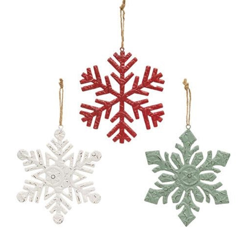 Metal Embossed Christmas Snowflakes 3 Asstd.