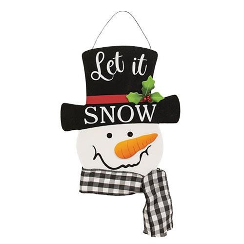 Let It Snow Snowman Wood Hanger