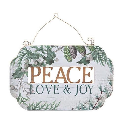 Peace Love and Joy Greenery Plaque