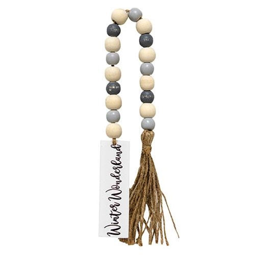 Winter Wonderland Tassel Garland w/Gray/Wht Beads