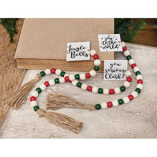 Sm Winter Vacation Tassel Garland w/Red/Grn Beads 3 Asstd.