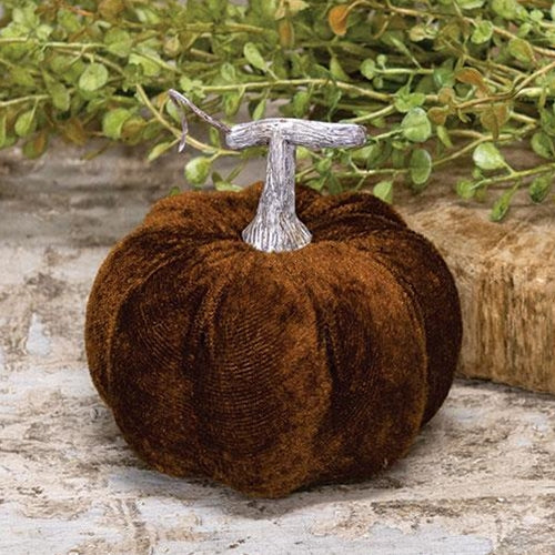 Brown Velvet Pumpkin 4"