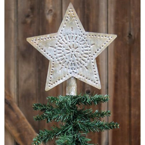 Whitewashed Star Tree Topper 9"