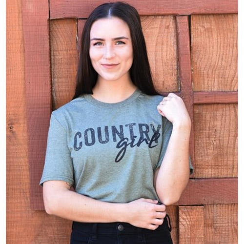 Country Girl T-Shirt Olive Green Small