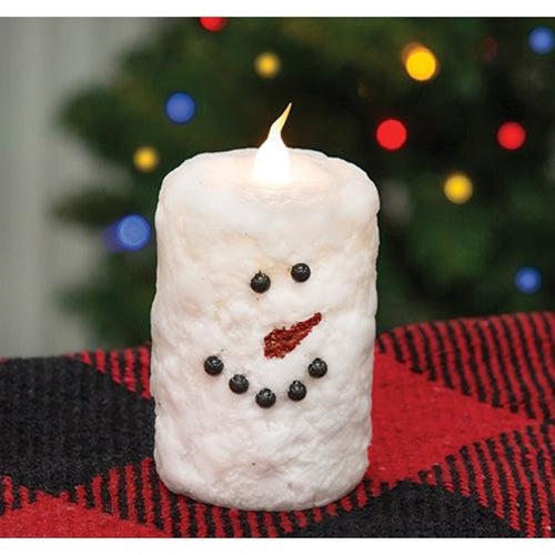 Snowman Votive Timer Pillar 2" x 3"