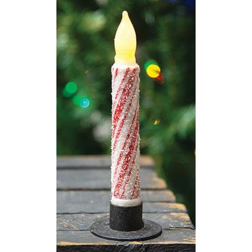 Glittered Candy Cane LED Taper