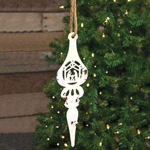 Distressed Metal Nativity Silhouette Hanger