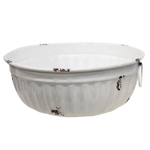 3/Set Distressed White Metal Bowls w/Handles