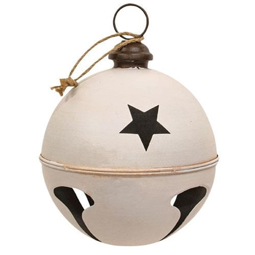 Distressed Cream Metal Jingle Bell 10x13