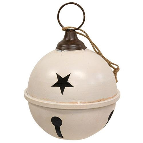 Distressed Cream Metal Jingle Bell 7x9.5