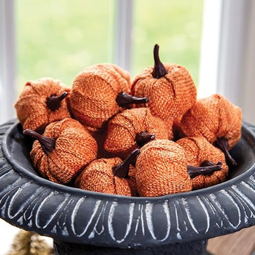 12/Pack Orange Burlap Pumpkins 1.5"