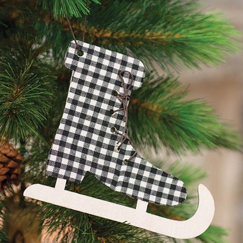 Blk/Wht Plaid Skate Ornament