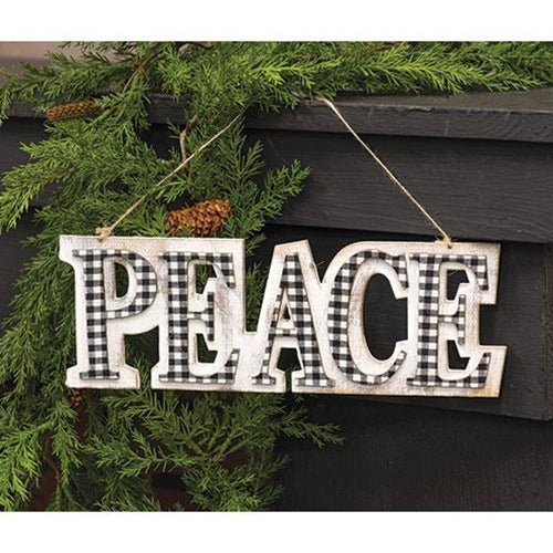 Black/White Plaid PEACE Hanger