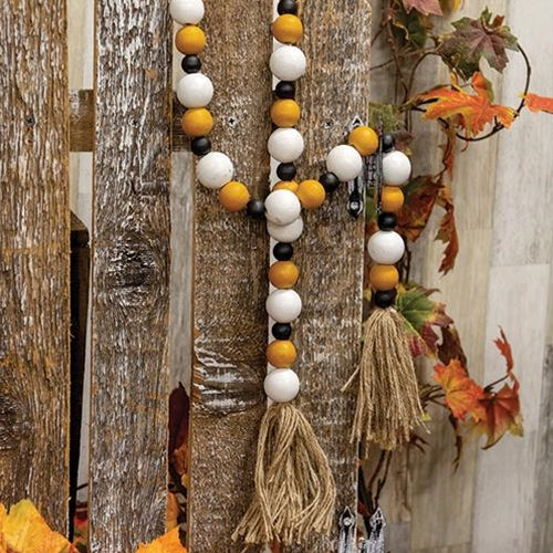 Black Orange & White Bead Garland