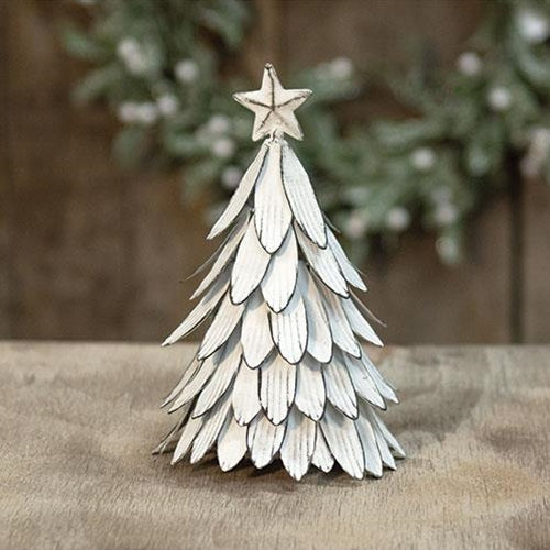 Metal Whitewashed Christmas Tree 8.5"