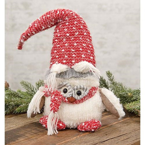 Sitting Plush Owl w/Red Hat