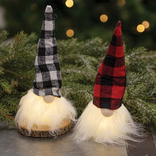 Plush Plaid Santa Gnome w/LED Light 2 Asstd.