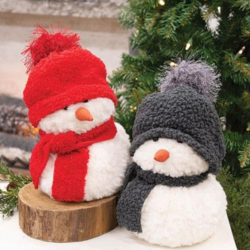 Lg Sitting Snowman w/Hat & Scarf 2 Asstd.