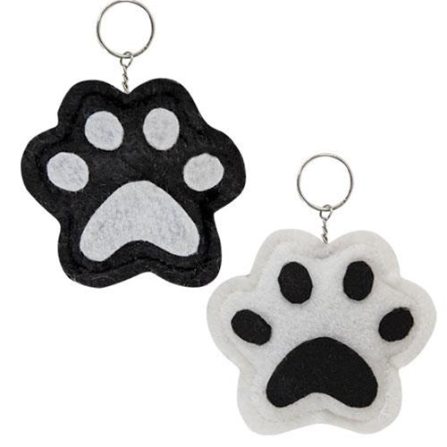 Paw Print Black & White Keychain 2 Asstd.