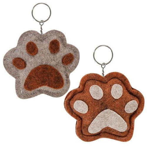 Paw Print Tan & Burnt Orange Keychain 2 Asstd.