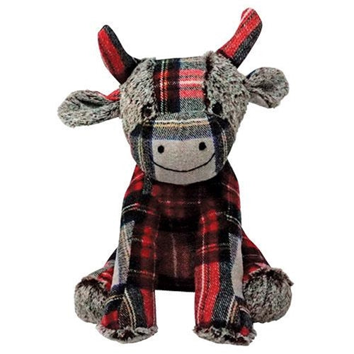 Red/Gray Plaid Cow Doorstop