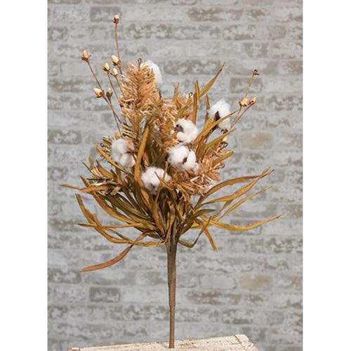 Cotton & Fall Grass Bush 24"