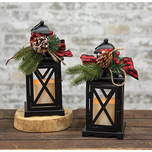 2/Set Metal Holiday LED Timer Lantern