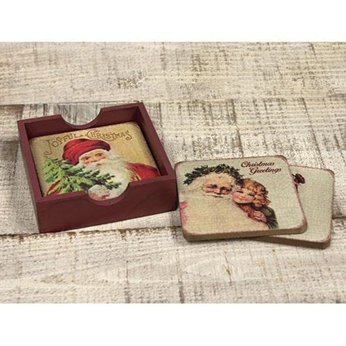 4/Set Vintage Joyful Christmas Coasters