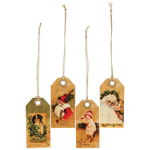 4/Set Vintage Merry Christmas Tags