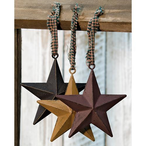 Primitive Star Ornament 4" 3 Asstd.