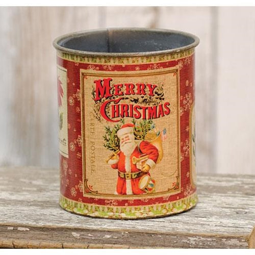 Vintage Christmas Metal Can