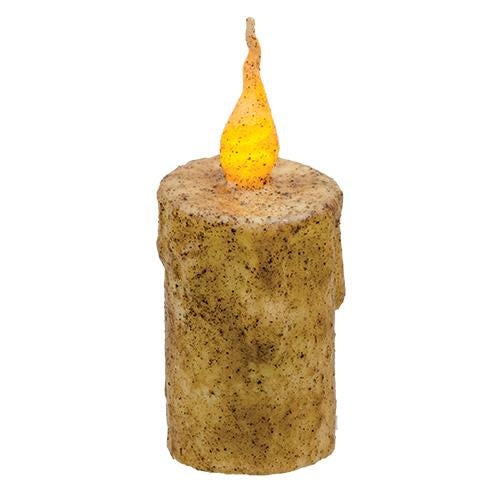 Burnt Ivory Drip Flicker Pillar 5"