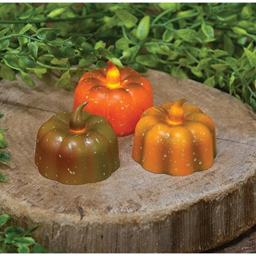 Pumpkin Tealight w/ Bulb 3 Asstd.