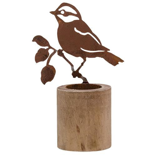 Rusty Bird Tealight Holder 7"